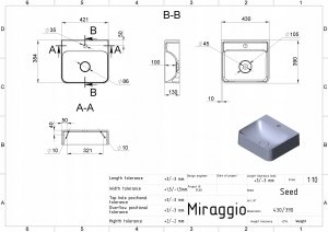 Umywalka Miraggio Umywalka nablatowa prostokątna 40 cm 6