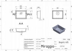 Umywalka Miraggio Umywalka podblatowa prostokątna 46 x 35cm 7