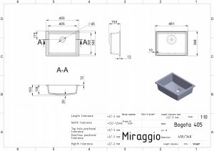 Umywalka Miraggio Umywalka podblatowa prostokątna 46 x 35cm 8