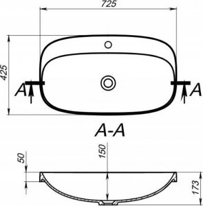 Umywalka Miraggio Umywalka Wpuszczana Prostokątna 73 x 43cm 7