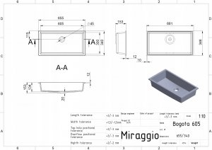 Umywalka Miraggio Umywalka podblatowa prostokątna 66 x 35cm 5