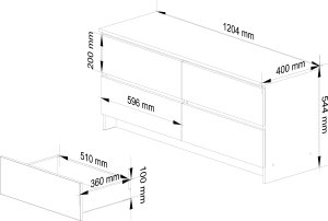 Fabryka Mebli Akord Komoda K 120 cm 4 szuflady - biała 3