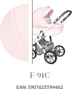 Wózek Baby Merc Wózek dziecięcy Faster 3 Style Baby Merc wielofunkcyjny różowy na białej ramie 3w1 1