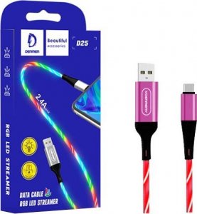 Kabel USB M USB-A - USB-C 1 m Różowy (29972) 1