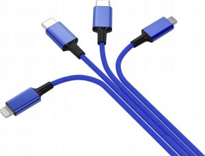 Kabel USB Smrter USB-A + USB-C - 2x USB-C + Lightning + microUSB 1.2 m Granatowy (SMRTER_ELITE_C_NB) 2