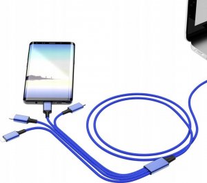 Kabel USB Smrter USB-A + USB-C - 2x USB-C + Lightning + microUSB 1.2 m Granatowy (SMRTER_ELITE_C_NB) 3