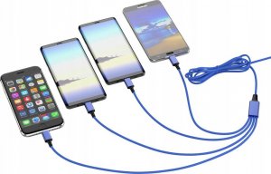 Kabel USB Smrter USB-A + USB-C - 2x USB-C + Lightning + microUSB 1.2 m Granatowy (SMRTER_ELITE_C_NB) 4