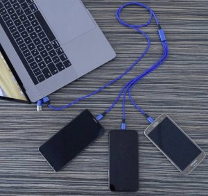 Kabel USB Smrter USB-A + USB-C - 3x USB-C 1.2 m Niebieski (SMRTER_TRIO _C_NB) 3