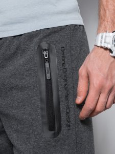 Ombre Krótkie spodenki męskie dresowe - ciemnoszary melanż V5 W239 S 3