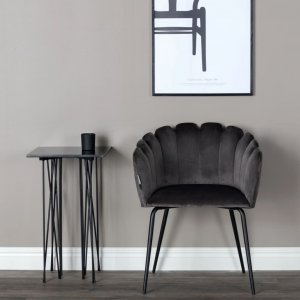 Venture Home Venture Home Krzesło stołowe Limhamn, obite aksamitem, czarno-szare 1