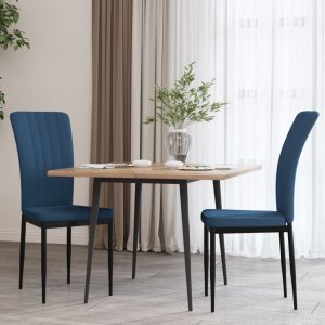vidaXL Krzesła stołowe, 2 szt., niebieskie, aksamitne 1