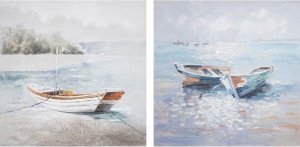 DKD Home Decor Obraz DKD Home Decor Barco Śródziemnomorski (2 Sztuk) (100 x 2 x 100 cm) 1
