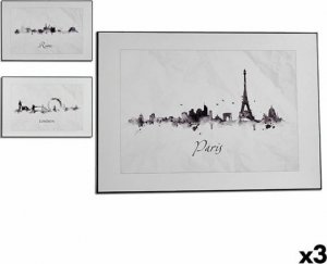 Gift Decor Obraz Miasto Czarny Biały Płyta (81,5 x 3 x 121 cm) (3 Sztuk) 1