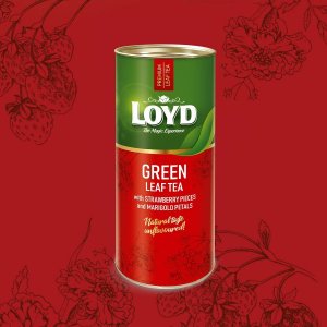 LOYD Herbata zielona liściasta z kawałkami truskawki i płatkami nagietka 80 g 5