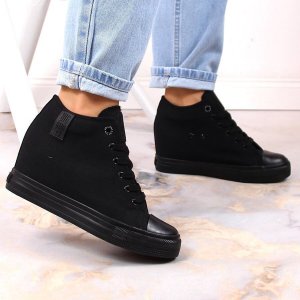 Big Star Trampki damskie na koturnie czarne Big Star LL274034 37 4