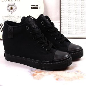 Big Star Trampki damskie na koturnie czarne Big Star LL274034 37 5