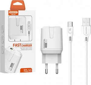 Ładowarka M ŁADOWARKA SIECIOWA 3A 18W + KABEL MICRO BIAŁY SOMOSTEL 3000mA USB SMS-Q02 FAST CHARGING 1