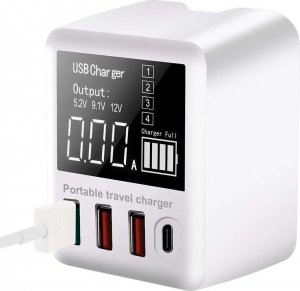 Ładowarka Alogy Ładowarka sieciowa Alogy z wyświetlaczem 3x USB + USB-C PD QC 3.0 40W Biała + Kabel Alogy 3w1 7