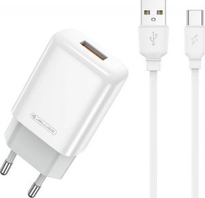 Ładowarka Jellico JELLICO ŁADOWARKA SIECIOWA EU01 2.4A  USB + KABEL USB-C ZESTAW BIAŁY standard 2