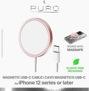 Ładowarka Puro Ładowarka bezprzewodowa PURO Magnetic Charging Cable USB-C MagSafe 15W (różowy) 4