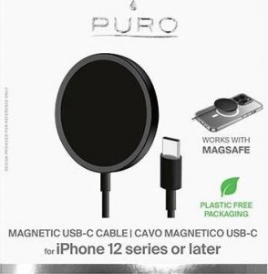 Ładowarka Puro Ładowarka bezprzewodowa PURO Magnetic Charging Cable USB-C MagSafe 15W (czarny) 5