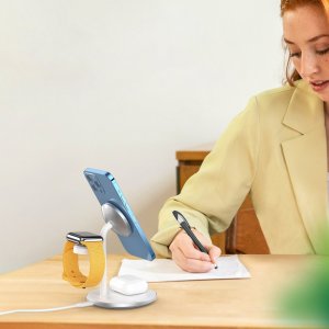 Ładowarka Choetech Bezprzewodowa ładowarka indukcyjna 15W Choetech T585-F z podstawką 2w1 (biała) 11