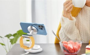 Ładowarka Choetech Bezprzewodowa ładowarka indukcyjna 15W Choetech T585-F z podstawką 2w1 (biała) 6