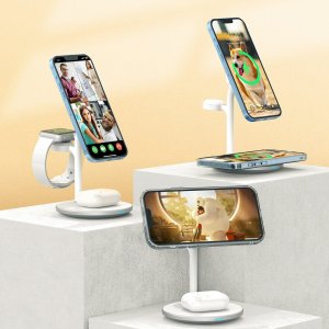 Ładowarka Choetech Bezprzewodowa ładowarka indukcyjna 15W Choetech T585-F z podstawką 2w1 (biała) 8