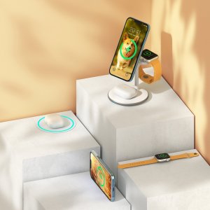 Ładowarka Choetech Bezprzewodowa ładowarka indukcyjna 15W Choetech T585-F z podstawką 2w1 (biała) 10
