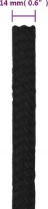 vidaXL vidaXL Linka robocza, czarna, 14 mm, 250 m, poliester 6
