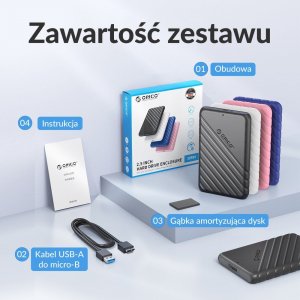 Kieszeń Orico Obudowa dysku SATA 2,5" USB 3.1 czarna 12
