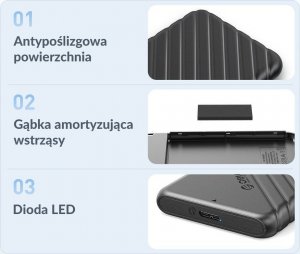 Kieszeń Orico Obudowa dysku SATA 2,5" USB 3.1 czarna 8