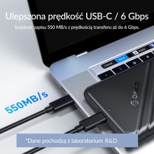 Kieszeń Orico Obudowa dysku 2,5" USB-C 3.1 6Gbps czarna (25PW1C-C3-BK-EP) 3