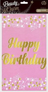 GoDan Obrus foliowy B&C Happy Birthday róż 137x183cm 1