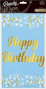 GoDan Obrus foliowy B&C Happy Birthday niebieski 137x183 1