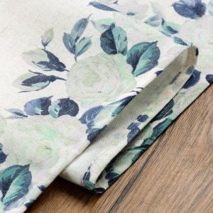 Eurofirany Obrus z nadrukiem kwiatowym NATU 140X220 biały + niebieski 4