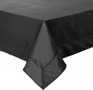 Eurofirany Obrus elegancki z welwetu z ozdobną Kantą 145X220 czarny 1