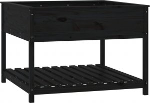 vidaXL Donica z półką, czarna, 111,5x111,5x81 cm, lite drewno sosnowe 2