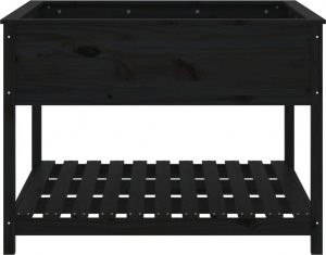 vidaXL Donica z półką, czarna, 111,5x111,5x81 cm, lite drewno sosnowe 5