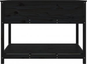 vidaXL Donica z półką, czarna, 111,5x111,5x81 cm, lite drewno sosnowe 6