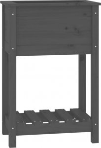 vidaXL Donica z półką, szara, 54x34,5x81 cm, lite drewno sosnowe 2