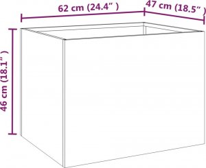 vidaXL Donica, szara, 62x47x46 cm, stal kortenowska 8