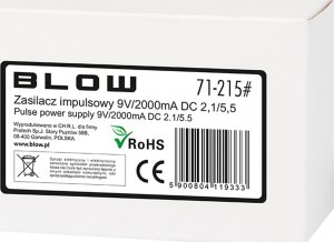 Blow 71-215# Zasilacz impulsowy 9v/2000ma 2,1/5,5 2