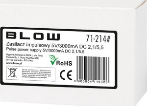 Blow 71-214# Zasilacz impulsowy 5v/3000ma 2,1/5,5 2