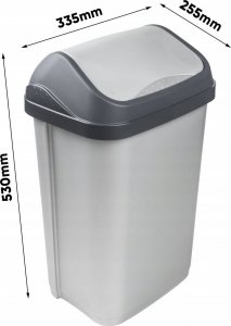 Kosz na śmieci OKT Kosz na Śmieci 25L Kubeł z Obrotową Klapą Srebrny 2