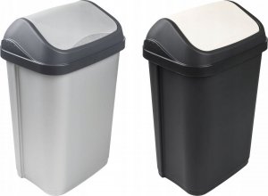 Kosz na śmieci OKT Kosz na Śmieci 25L Kubeł z Obrotową Klapą Srebrny 8