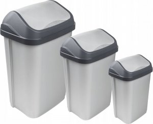 Kosz na śmieci OKT Kosz na Śmieci 25L Kubeł z Obrotową Klapą Srebrny 9