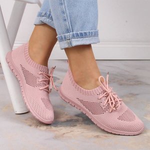 News Buty sportowe damskie ażurowe pudrowy róż NEWS 39 1