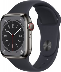 Smartwatch Apple Watch 8 GPS + Cellular 41mm Midnight Stainless Steel Sport Granatowy  (MNJJ3UL/A) 1