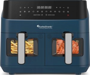 Frytkownica beztłuszczowa TurboTronic dwie komory 2x4,5L 9L z szybą 1600w Niebieska 4